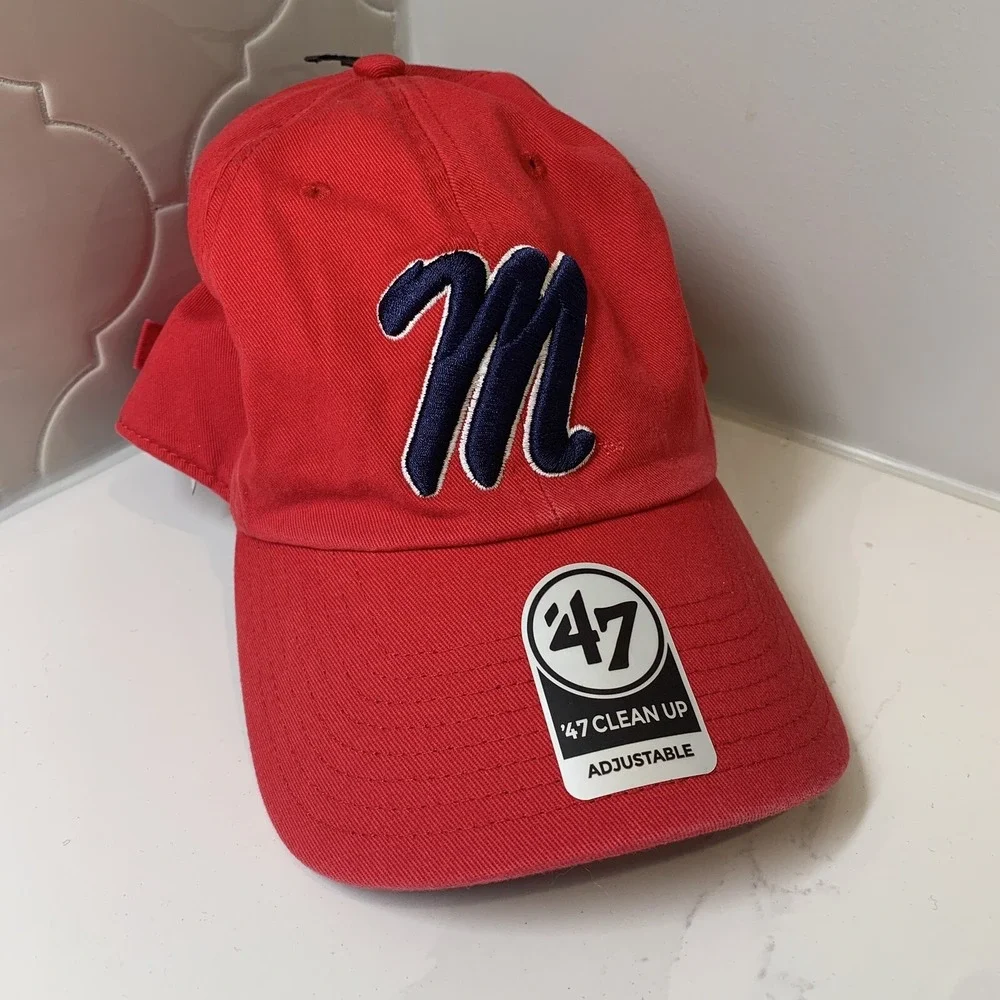 '47 Brand Ole Miss Rebels NCAA Adjustable Red Clean Up Hat Cap OSFM